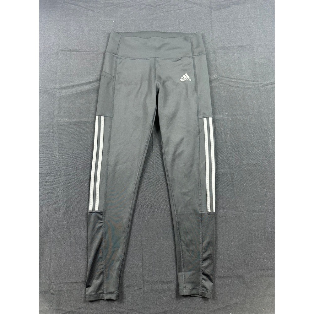 Adidas Aeroready Black High Waisted 3 Stripe Leggings with Pockets Womens M